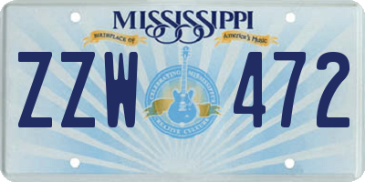 MS license plate ZZW472