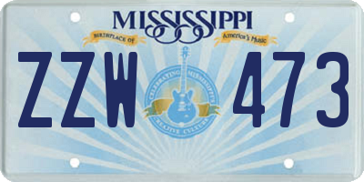 MS license plate ZZW473