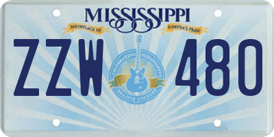 MS license plate ZZW480