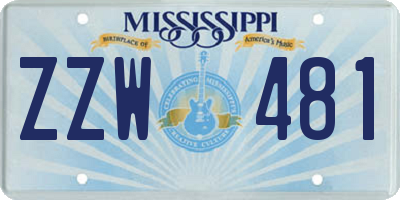 MS license plate ZZW481