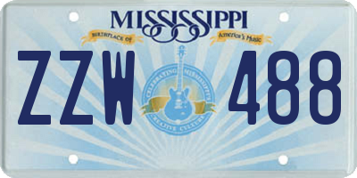 MS license plate ZZW488