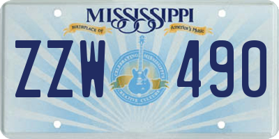 MS license plate ZZW490