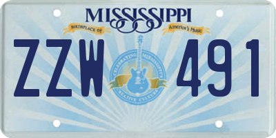 MS license plate ZZW491