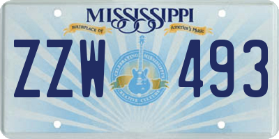 MS license plate ZZW493