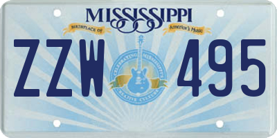 MS license plate ZZW495