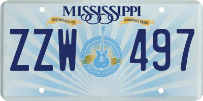 MS license plate ZZW497