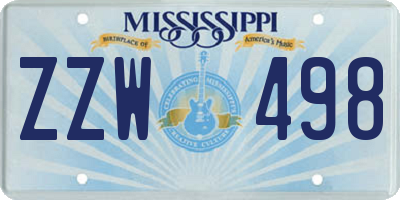 MS license plate ZZW498