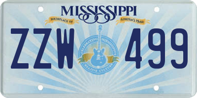 MS license plate ZZW499