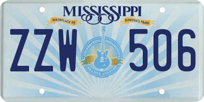 MS license plate ZZW506