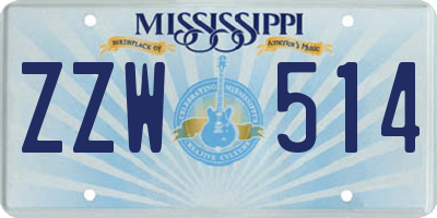 MS license plate ZZW514