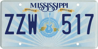 MS license plate ZZW517