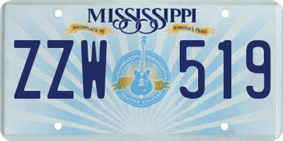 MS license plate ZZW519