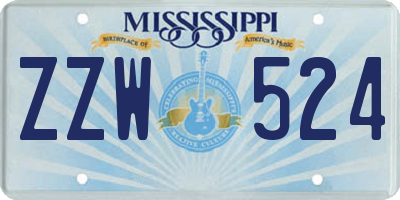 MS license plate ZZW524