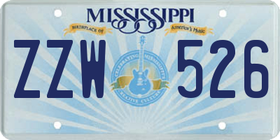 MS license plate ZZW526