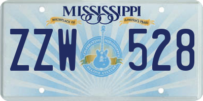 MS license plate ZZW528