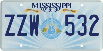 MS license plate ZZW532
