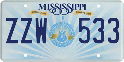 MS license plate ZZW533