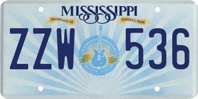 MS license plate ZZW536