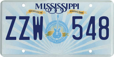 MS license plate ZZW548