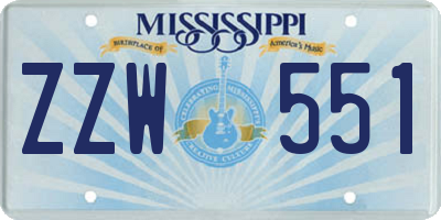MS license plate ZZW551