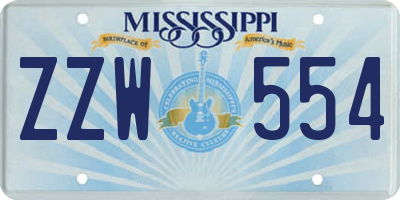 MS license plate ZZW554