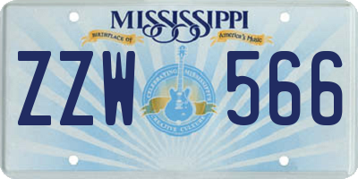 MS license plate ZZW566