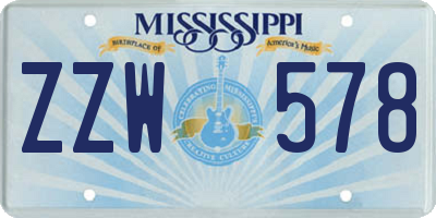 MS license plate ZZW578