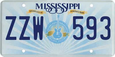 MS license plate ZZW593