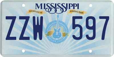 MS license plate ZZW597