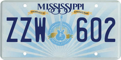 MS license plate ZZW602