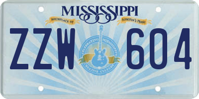 MS license plate ZZW604