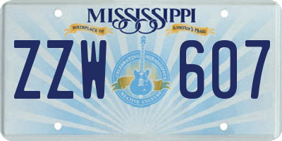 MS license plate ZZW607