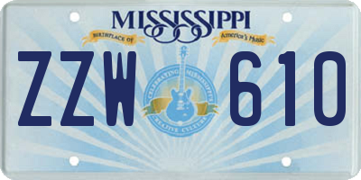 MS license plate ZZW610