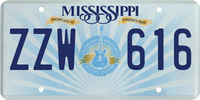 MS license plate ZZW616