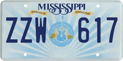 MS license plate ZZW617