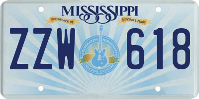 MS license plate ZZW618
