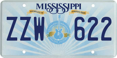 MS license plate ZZW622