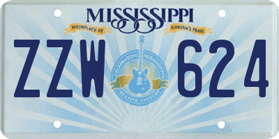 MS license plate ZZW624