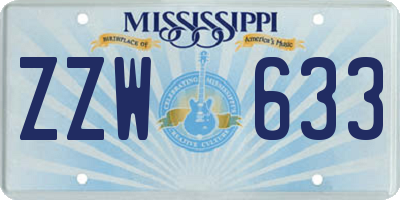 MS license plate ZZW633
