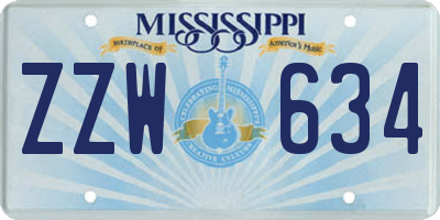 MS license plate ZZW634