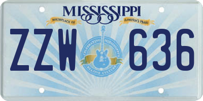 MS license plate ZZW636