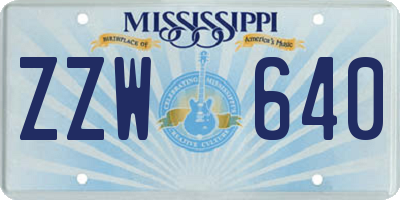 MS license plate ZZW640