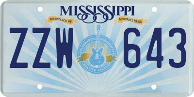 MS license plate ZZW643