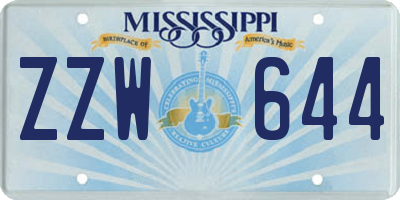 MS license plate ZZW644