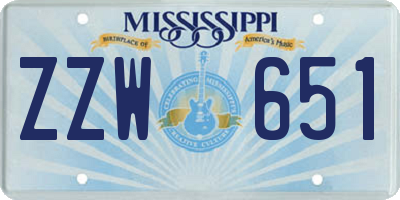 MS license plate ZZW651