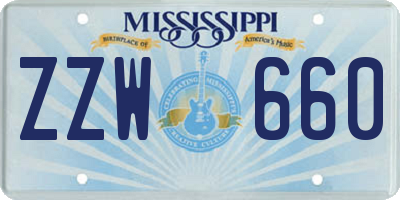 MS license plate ZZW660