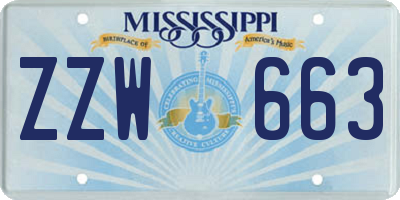 MS license plate ZZW663