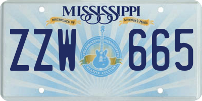 MS license plate ZZW665