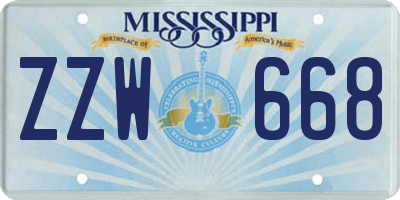 MS license plate ZZW668