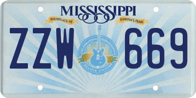 MS license plate ZZW669